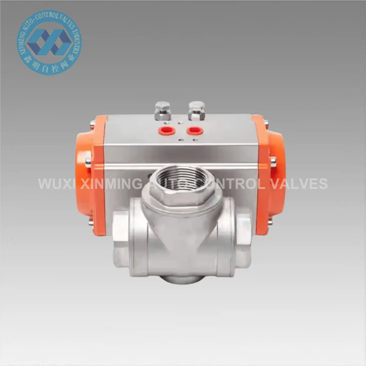 High Quality Stainless Steel Pneumatic Three-way Ball Valve