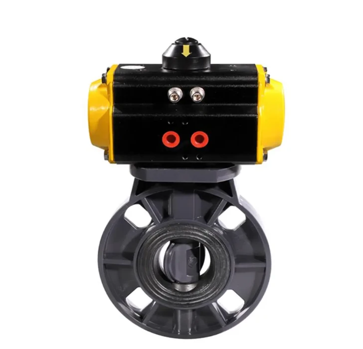 Nieuwe aankomst PVC Flens vlinderklep met pneumatische actuator
