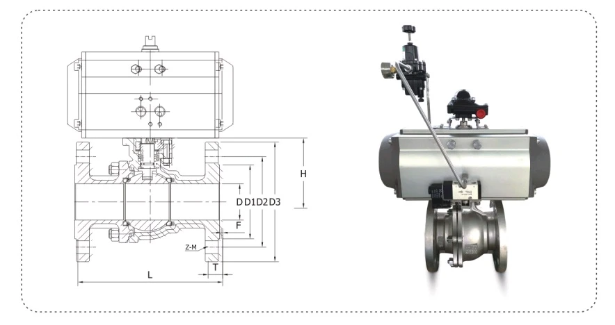 Pneumatic Actuator Jacketed Flange Ball Valve