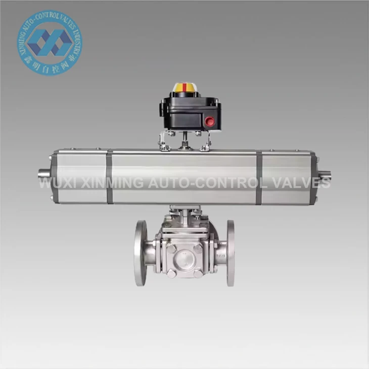 Pneumatische actuator met drie standen voor precieze stroomregulering